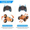 Kid Driving RC Stunt Car 7 Color Strip Light Dynamic Music Swing Arm Double-sided   Rolling Remote Control Car Off Road 2.4GHz 4WD Rechargeable Racing