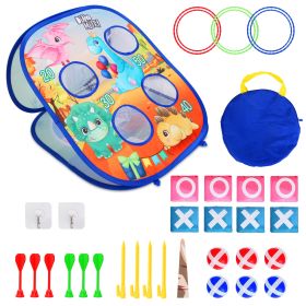 5 in 1 Bean Bag Toss Game Toy Corn Hole Game Beanbag Toss Game Dart Board Game Loop Toss Game Outdoor Activities Party Backyard Games Set for Boys Gir (Option: Dinosaur)