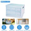 2Pcs 56L Collapsible Storage Bins With Dustproof Lid Waterproof Interior Bag Handle Stackable Storage Box Container Utility Organizer Crate For Campin