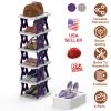 6 Tier Foldable Shoe Rack Vertical Shoe Organizer Narrow Shoe Rack for Small Spaces Space Saving Free Standing for Corner Entryway Hallway Bedroom