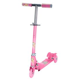 3 Wheel Kick Scooter For Kid Aged 2-8 Foldable Flashing Wheel Strip Toddler Scooter w/ Height Adjustable (Option: Pink)