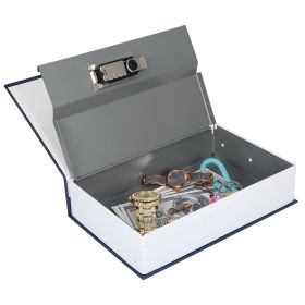 Portable Book Safe with 3-Digit Combination Lock Diversion Safe Money Jewelry Storage Box (Option: Blue_L)