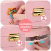 2-Layer Jewelry Box for Women Girls Lockable Leather Jewelry Organizer Jewelry Travel Case for Rings Earrings Necklaces Bracelets