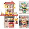 Kids Kitchen Play Set Interactive Pretend Kitchen Toys Cookware Play Set with with 50Pcs Cooking Accessories Realistic Lights and Sounds for 3+ Kids B