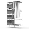 Portable Closet Wardrobe Clothes Storage Cabinet Organizer Garment Hanging Rack Shelves with 4 Storage Bags 1 Shelf 1 Hanging Rod 4 Hooks