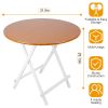 31.5in Round High Top Folding Table 2.6FT Iron Bar Foldable Wooden Dining Desk w/ 4 Anti-Slip Stoppers Bamboo Walnut For Dinner Snack Coffee Laptop