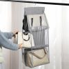Hanging Handbag Organizer w/ 6 Pockets Closet Purse Storage Shelves Holder Hanging Shelf Bag
