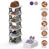 6 Tier Foldable Shoe Rack Vertical Shoe Organizer Narrow Shoe Rack for Small Spaces Space Saving Free Standing for Corner Entryway Hallway Bedroom