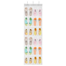 Over the Door Shoes Rack 24-Mesh-Pocket Organizer 6-Layer Hanging Storage Shelf for Shoes Slippers Small Toys Closet Cabinet (Option: White)