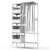Portable Closet Wardrobe Clothes Storage Cabinet Organizer Garment Hanging Rack Shelves with 4 Storage Bags 1 Shelf 1 Hanging Rod 4 Hooks