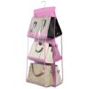 Hanging Handbag Organizer w/ 6 Pockets Closet Purse Storage Shelves Holder Hanging Shelf Bag