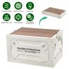 Folding Storage Bin Camping Collapsible Organizer Box Stackable Grocery Container Shelf Baskets with Cutting Board Top Lid 4 Side Lockable Doors Wheel