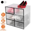 6Pcs Collapsible Shoe Box Stackable Shoe Storage Bin Transparent Dustproof PP Shoe Organizer Container
