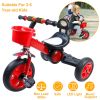Kid Tricycle Bicycle 3 Wheel Toddler Bike Indoor Outdoor Pedal Bike For Children Aged 3 To 5 w/ Light & Music