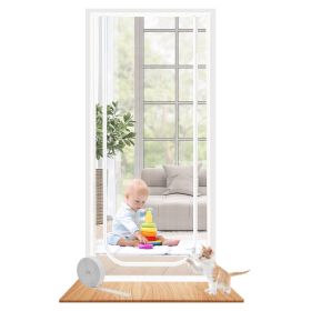 Mesh Door Screen Enhanced Scratch-Proof Heavy Duty Pet Proof Screen with Double Sided Zipper for Home Bedroom Living Room Kitchen (Option: 100_210CM)