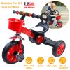 Kid Tricycle Bicycle 3 Wheel Toddler Bike Indoor Outdoor Pedal Bike For Children Aged 3 To 5 w/ Light & Music