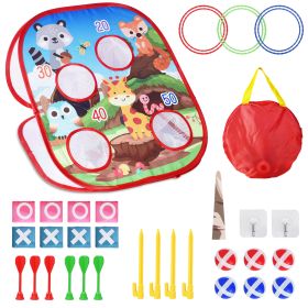 5 in 1 Bean Bag Toss Game Toy Corn Hole Game Beanbag Toss Game Dart Board Game Loop Toss Game Outdoor Activities Party Backyard Games Set for Boys Gir (Option: Unicorn)