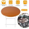 31.5in Round High Top Folding Table 2.6FT Iron Bar Foldable Wooden Dining Desk w/ 4 Anti-Slip Stoppers Bamboo Walnut For Dinner Snack Coffee Laptop