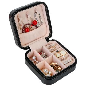 Mini Jewelry Storage Box Portable Ring Earring Necklace Storage Travel Case PU Leather Jewelry Organizer Gift (Option: Black)