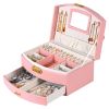 2-Layer Jewelry Box for Women Girls Lockable Leather Jewelry Organizer Jewelry Travel Case for Rings Earrings Necklaces Bracelets