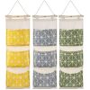Wall Mounted Storage Bag Door Closet Hanging Storage Bag Organizer Waterproof 3 Pockets Pouch