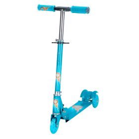 3 Wheel Kick Scooter For Kid Aged 2-8 Foldable Flashing Wheel Strip Toddler Scooter w/ Height Adjustable (Option: Blue)