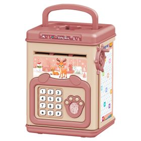 Piggy Bank Toy Cash Coin Money Bank Money Saving Box with Password Fingerprint Voice Prompt Folding Handle for 3+ Years Old Boys Girls (Option: Brown)