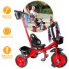 Children\'s Tricycle Bicycle 3 Wheel Toddler Bike w/ Adjustable Push Rod Safe Belt Two Boxes For 1 to 6 Years Old Boys Girls